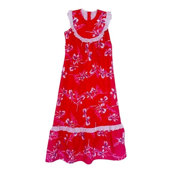 American Vintage Dresses & Skirts - Vintage Hawaiian Muumuu Dress 14 Sleeveless Tiered Maxi Aloha Made in Hawaii